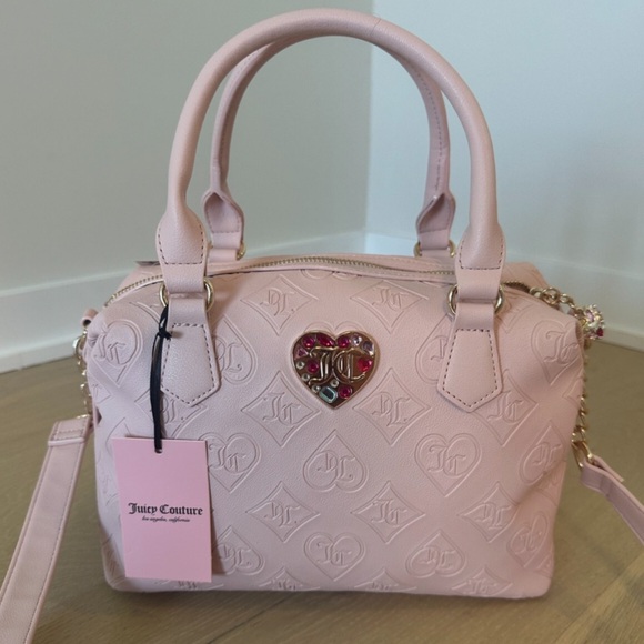 Juicy Couture Pink Clay Glitzed Out Rhinestone Satchel w/ Crossbody Strap NWT 🩷 - Picture 1 of 17